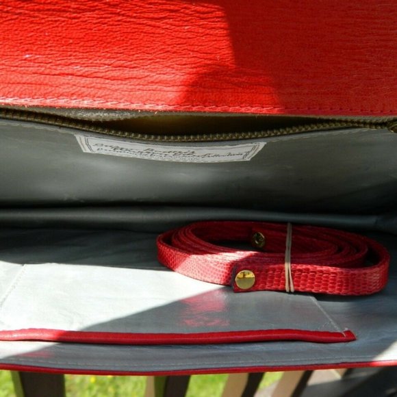 VTG. Exotic Red Tagus Lizard Skin Large Clutch Bag Bennis/Edwards NYC, Italy EUC - Picture 3 of 11
